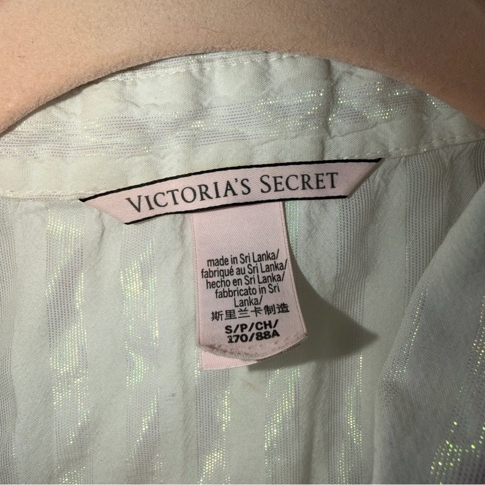 Victoria's Secret White Shirt with Iridescent Stripes - Picture 2 of 5